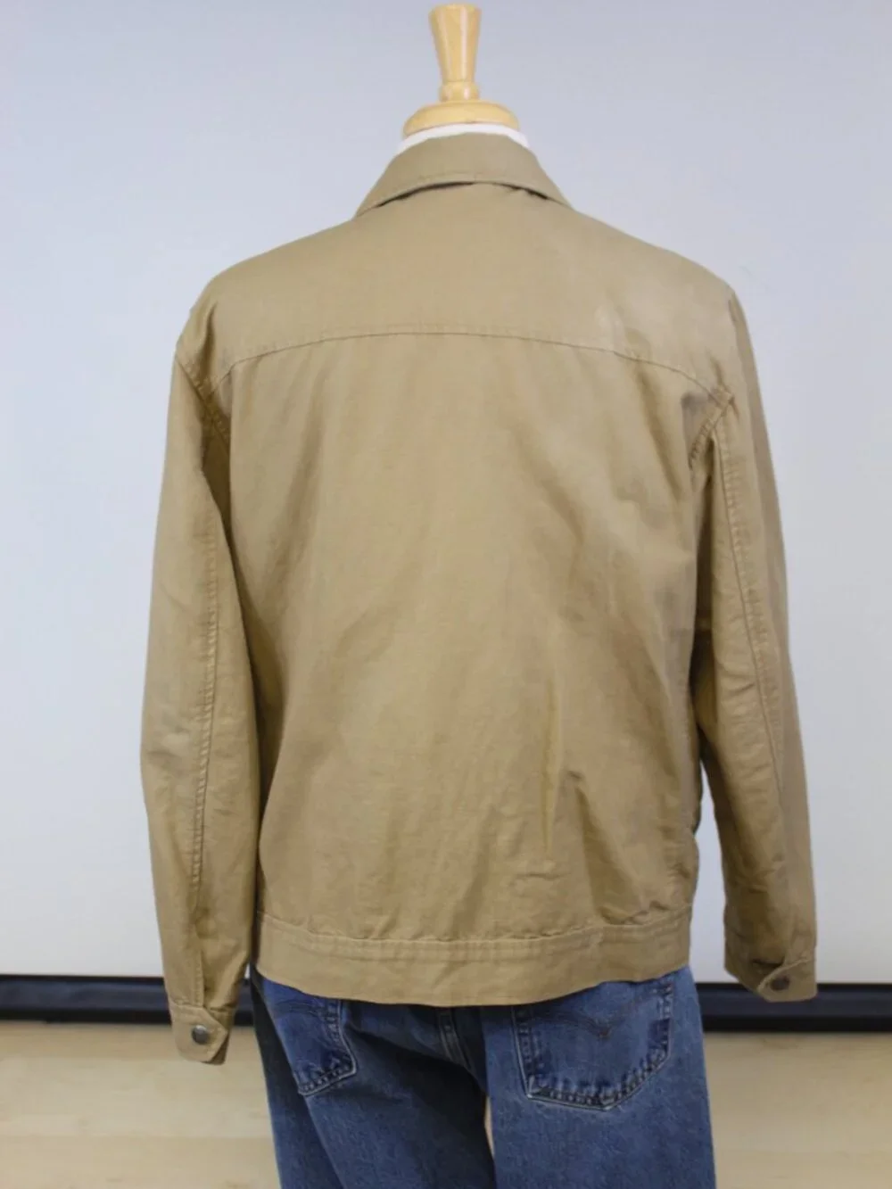 Banana Republic Canvas Jacket‎ Mens L Tan Y2K Cotton Linen Zip Utility Coat
